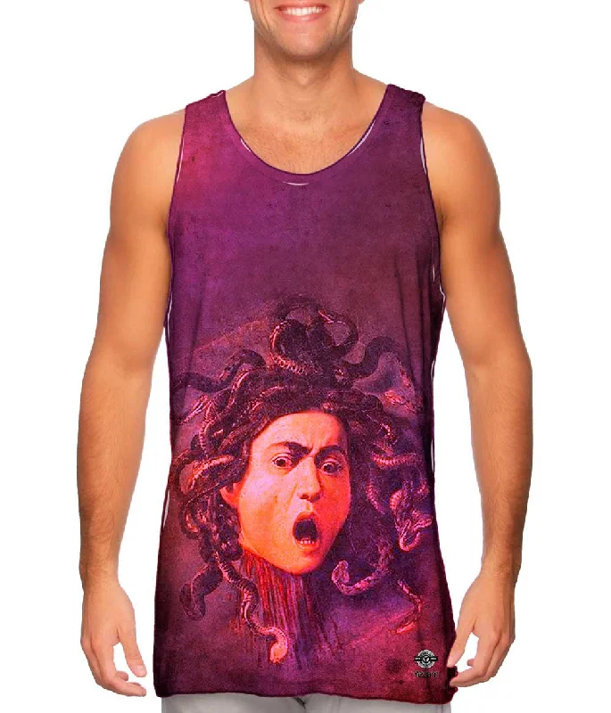 Women's Longline Tank Tops with Abstract PrintsCaravaggio Michelangelo Merisi - "Medusa" (1597)
