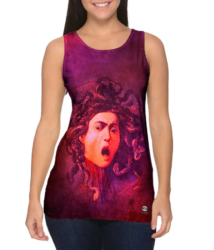 Plus Size Women's Glitter - Trimmed Tank Tops for Party NightsCaravaggio Michelangelo Merisi - "Medusa" (1597)