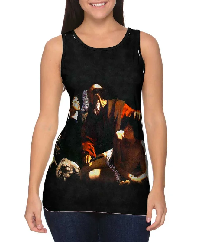 Plus Size Women's Puff - Sleeve Tank Tops in Pastel HuesCaravaggio - "Sacrifice Of Isaac" (1598)