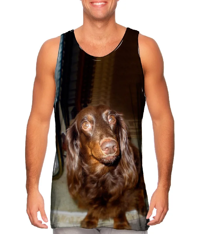 V - Neck Women's Moisture - Wicking Tank Tops for RunningCareful Chocolate Dachshund
