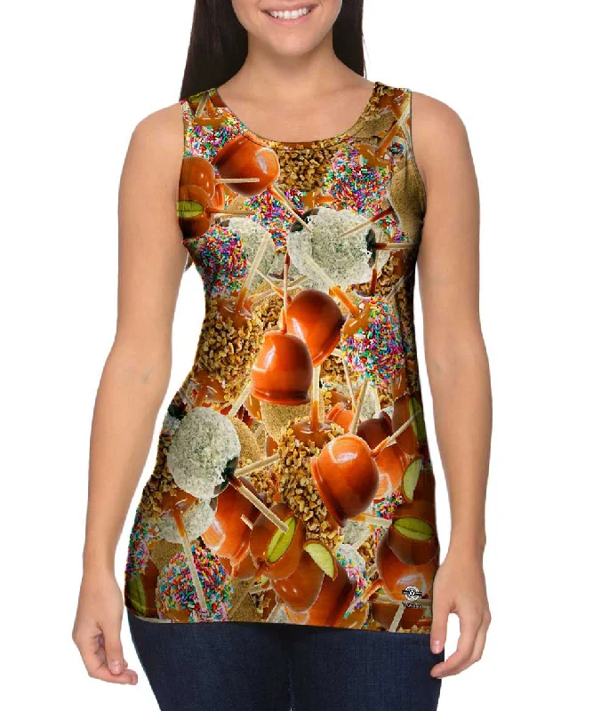 Plus Size Women's Embroidered Tank Tops in Boho StylesCarmel Apples Jumbo