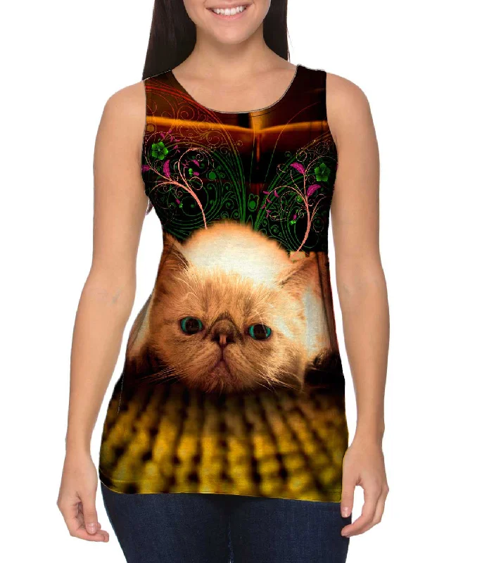 Plus Size Women's Puff - Sleeve Tank Tops in Pastel HuesCarpet Exotic Kitten