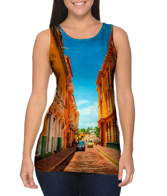 Women's Longline Tank Tops with Abstract PrintsCartagena Colombia