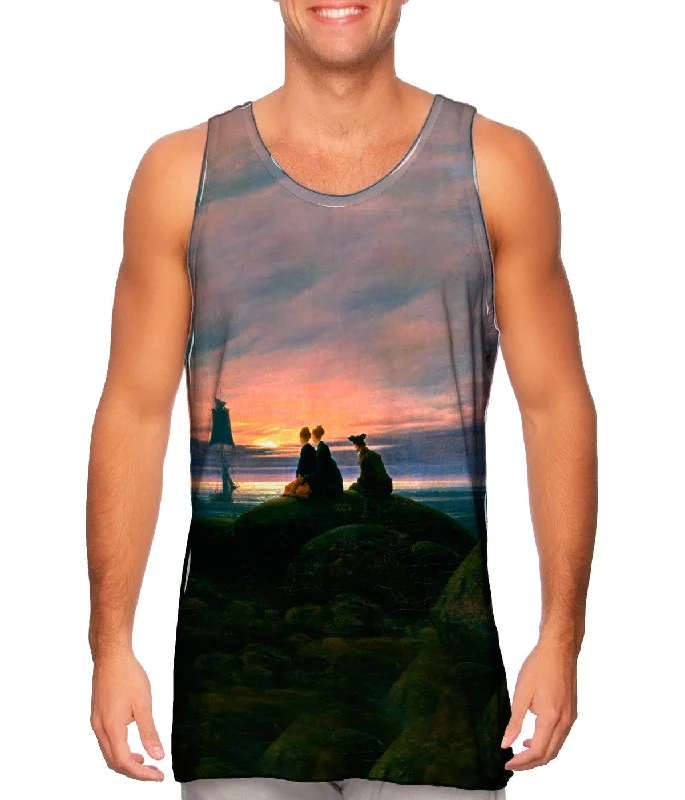 Halter Neck Women's Modal Blend Tank Tops for ComfortCaspar David Friedrich - "Moonrise Over the Sea" (1822)
