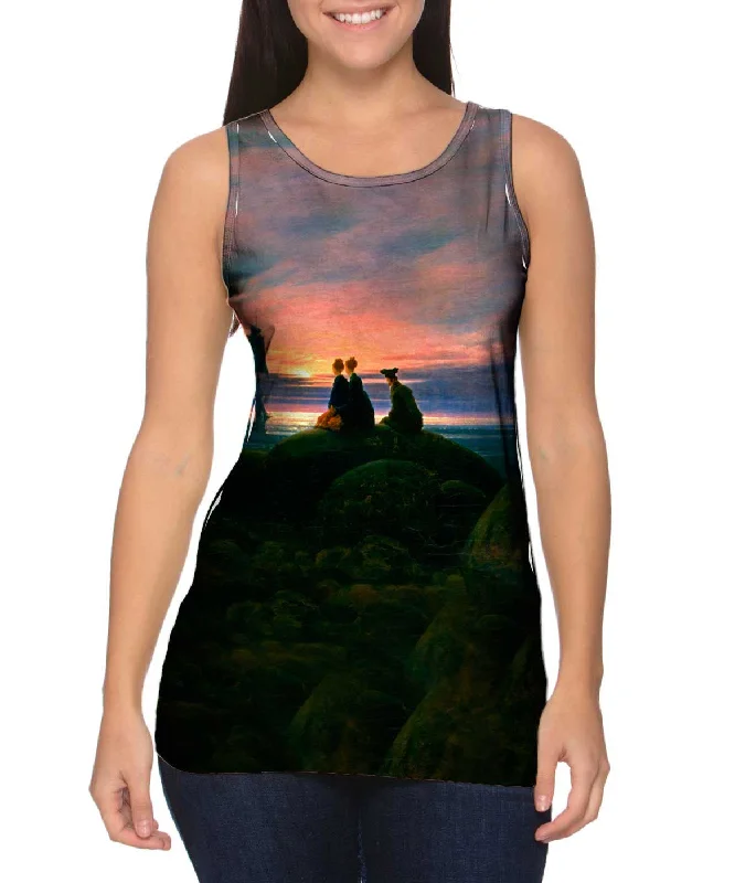 Women's Spaghetti Strap Tank Tops with Geometric PatternsCaspar David Friedrich - "Moonrise Over the Sea" (1822)