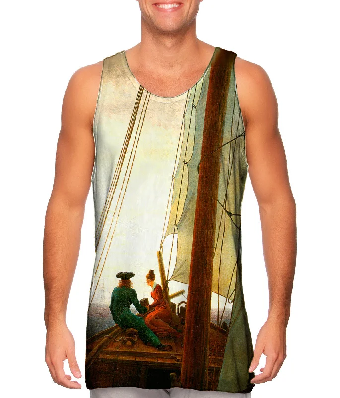 Crew Neck Women's Sustainable Tank Tops Made from Recycled MaterialsCaspar David Friedrich - "On the Sailing Boat" (1819)