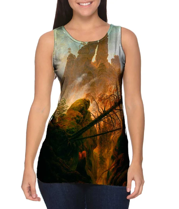 Women's Cropped Tank Tops with Vintage Band LogosCaspar David Friedrich - "Rocky Ravine" (1822)
