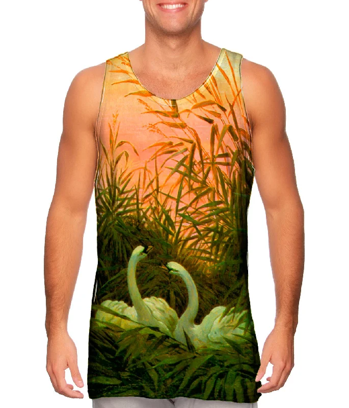 Mock Neck Women's Performance Tank Tops for CyclingCaspar David Friedrich - "Swans in the Reeds" (1820)