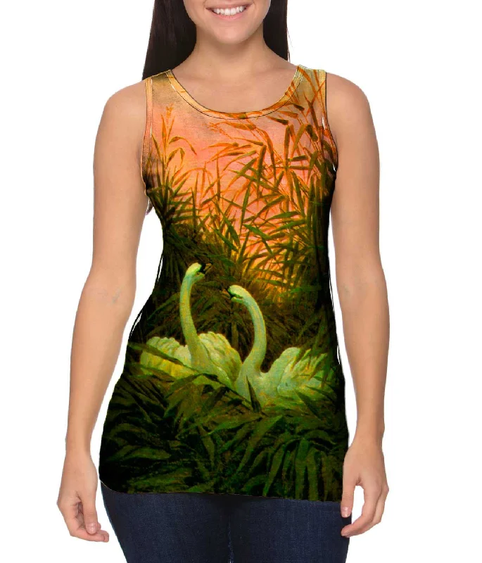Plus Size Women's Embroidered Tank Tops in Boho StylesCaspar David Friedrich - "Swans in the Reeds" (1820)