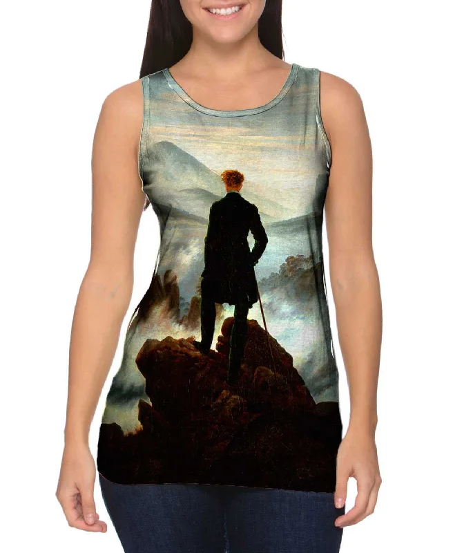 Women's Longline Tank Tops with Abstract PrintsCaspar David Friedrich - "Wanderer Above the Sea of Fog" (1818)
