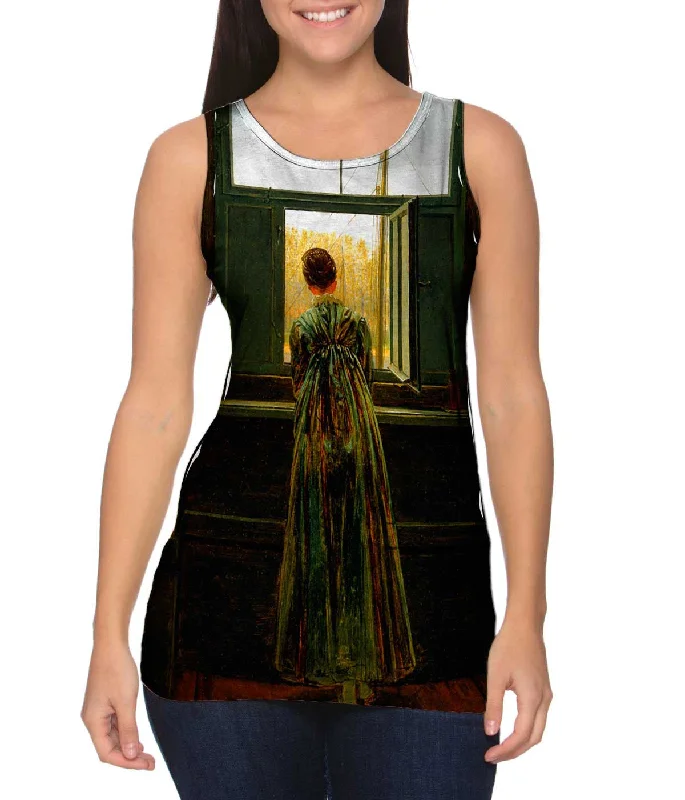 Plus Size Women's Criss - Cross Back Tank Tops in Neon ColorsCaspar David Friedrich - "Woman at a Window" (1822)