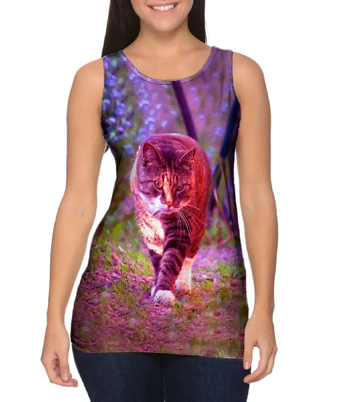 Women's Cropped Tank Tops with Vintage Band LogosCat On A Stroll
