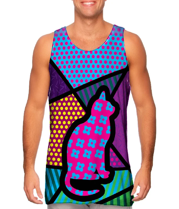 Mock Neck Women's Performance Tank Tops for CyclingCat on Pink and Blue