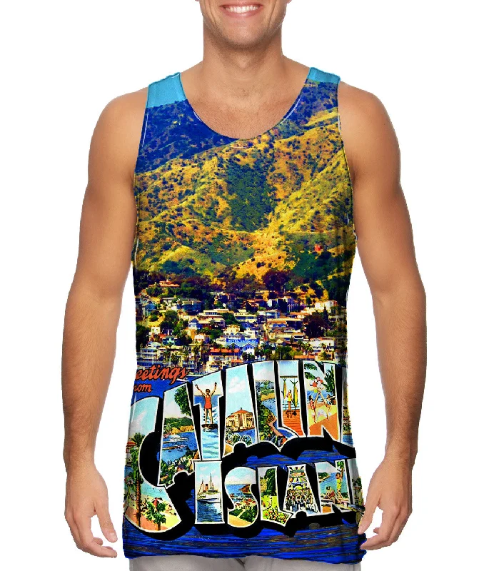 Plus Size Women's Glitter - Trimmed Tank Tops for Party NightsCatalina Island California 045