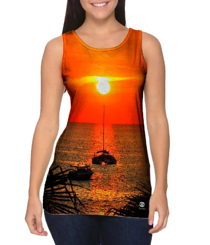 Women's Sleeveless Ribbed Tank Tops for a Trendy LookCatamaran Caught In The Sunset