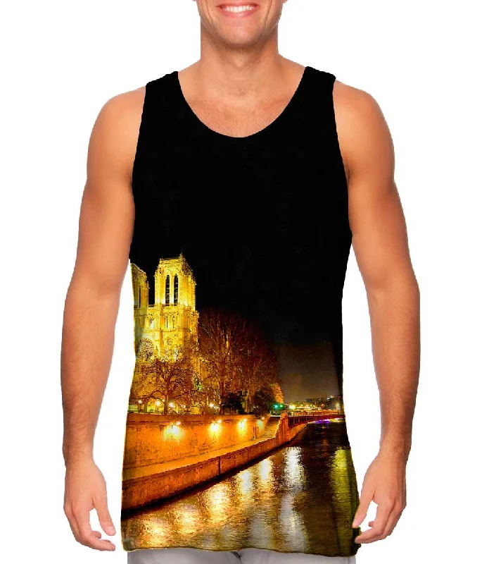 Plus Size Women's Ruffled Hem Tank Tops with Floral PrintsCathedral Notre Dame De Paris Night