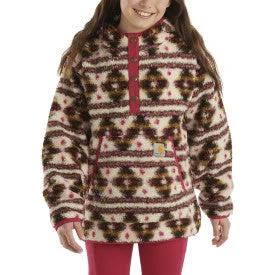 Striped Women Long Sleeve Top in a Timeless PatternChild/Youth Long-Sleeve Fleece Quarter-Snap Sweatshirt - Malt