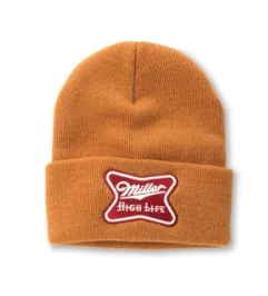 Cuffed Knit Beanie: Miller High Life -Hazel