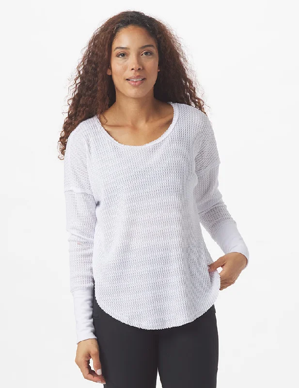 Cable - Knit Women Long Sleeve Top with a Cozy TextureFreestyle Long Sleeve: White