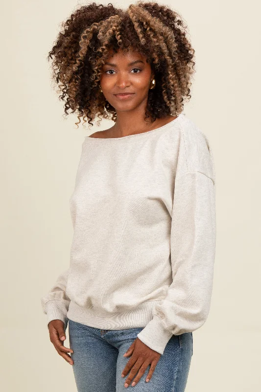 Lightweight Women Long Sleeve Top for Spring and AutumnHeather Grey One Shoulder Sweatshirt Lightweight Women Long Sleeve Top for Spring and AutumnHeather Grey One Shoulder Sweatshirt