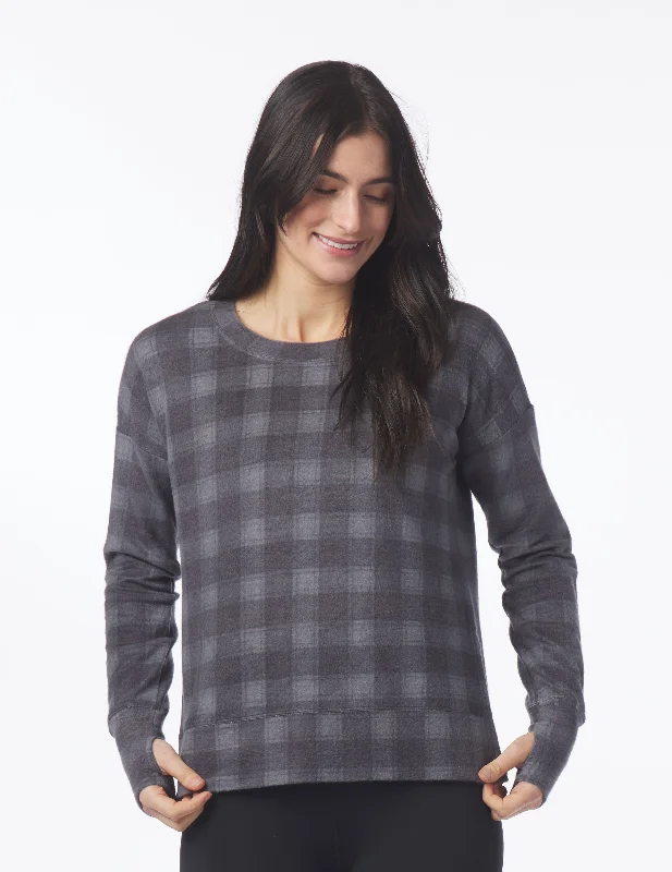 Wrap - Style Women Long Sleeve Top for a Versatile FitLounge Long Sleeve: Black McGregor Plaid