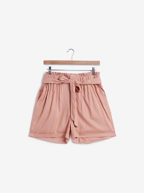 LOV Peach Paper-Bag Shorts with Belt