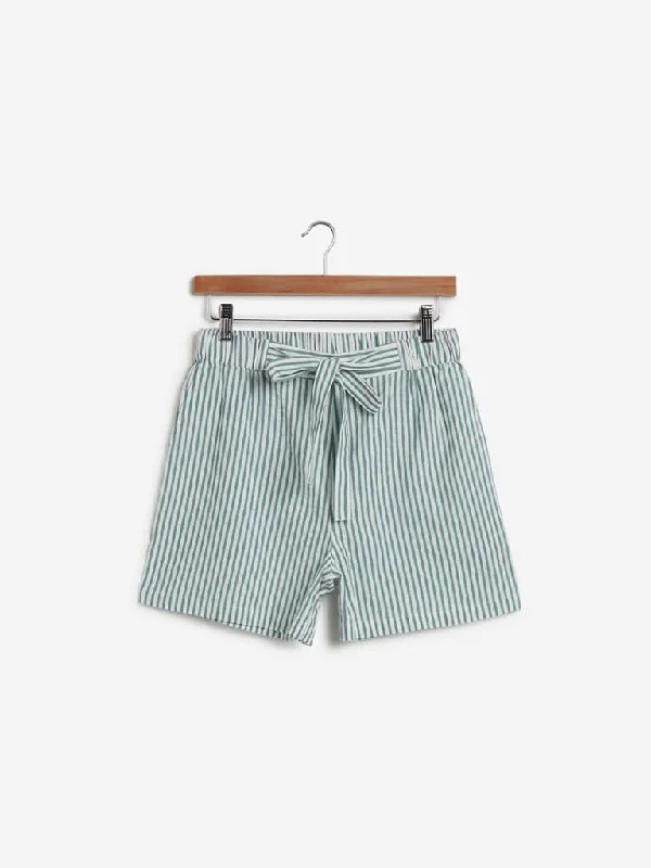 LOV Sage Striped Tasha Shorts