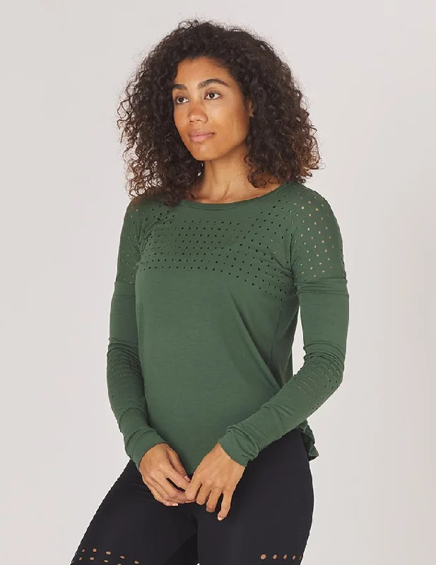 Ruffled Cuff Women Long Sleeve Top with a Feminine TouchMood Long Sleeve: Olive