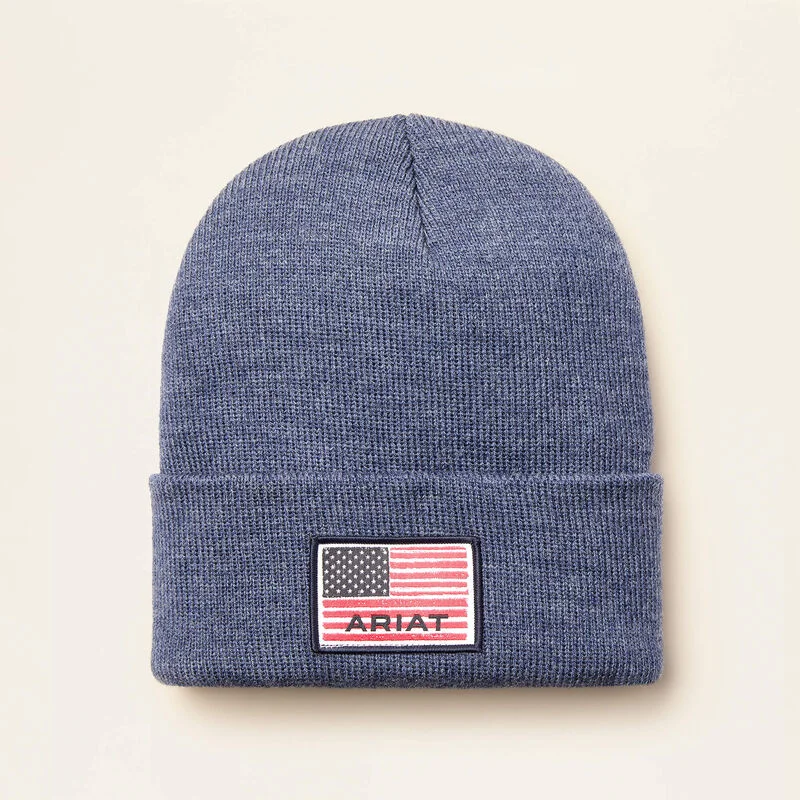 Thermal Women Long Sleeve Top for Extra Warmth in WinterRebar American Flag Patch Beanie - Denim Heather