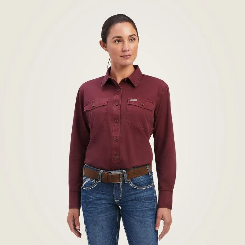 Pocket - Equipped Women Long Sleeve Top for Added FunctionalityWomen's Rebar Washed Twill Work Shirt - Port