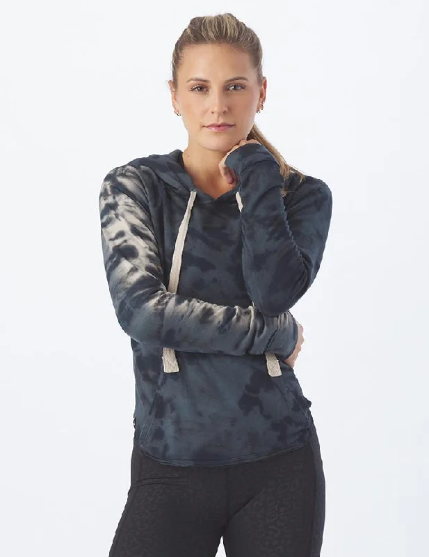 Striped Women Long Sleeve Top in a Timeless PatternRocky Hoodie: Black/Oatmilk Tie-Dye