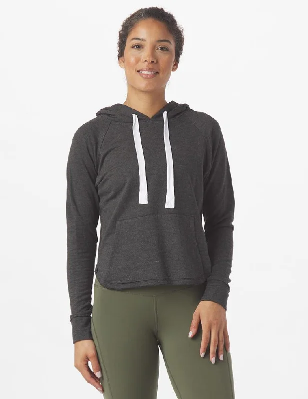 Metallic Accent Women Long Sleeve Top for a Glamorous LookRocky Hoodie: Charcoal Heather