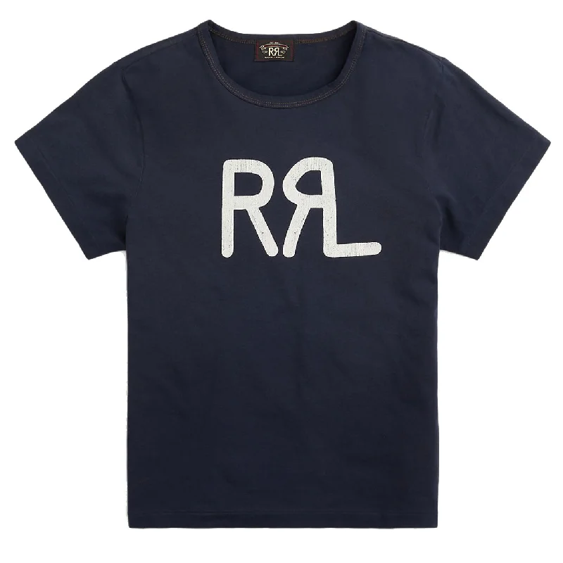 RRL by Ralph Lauren Logo Cotton Jersey T-Shirt Navy / White