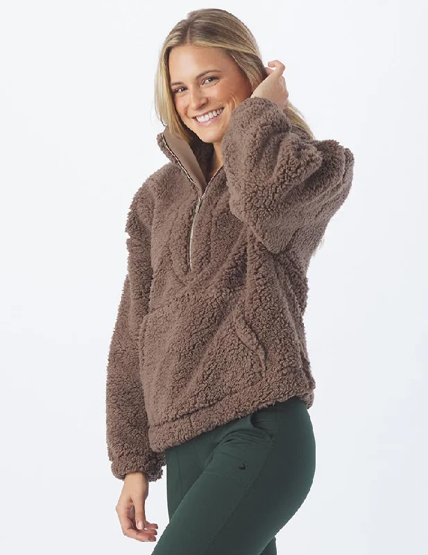 Floral Printed Women Long Sleeve Top for a Romantic LookSherpa Quarter Zip: Mocha