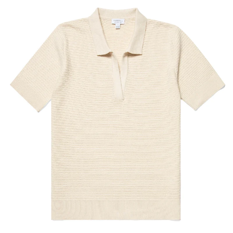 Sunspel Womens Archive Knit Polo Ecru