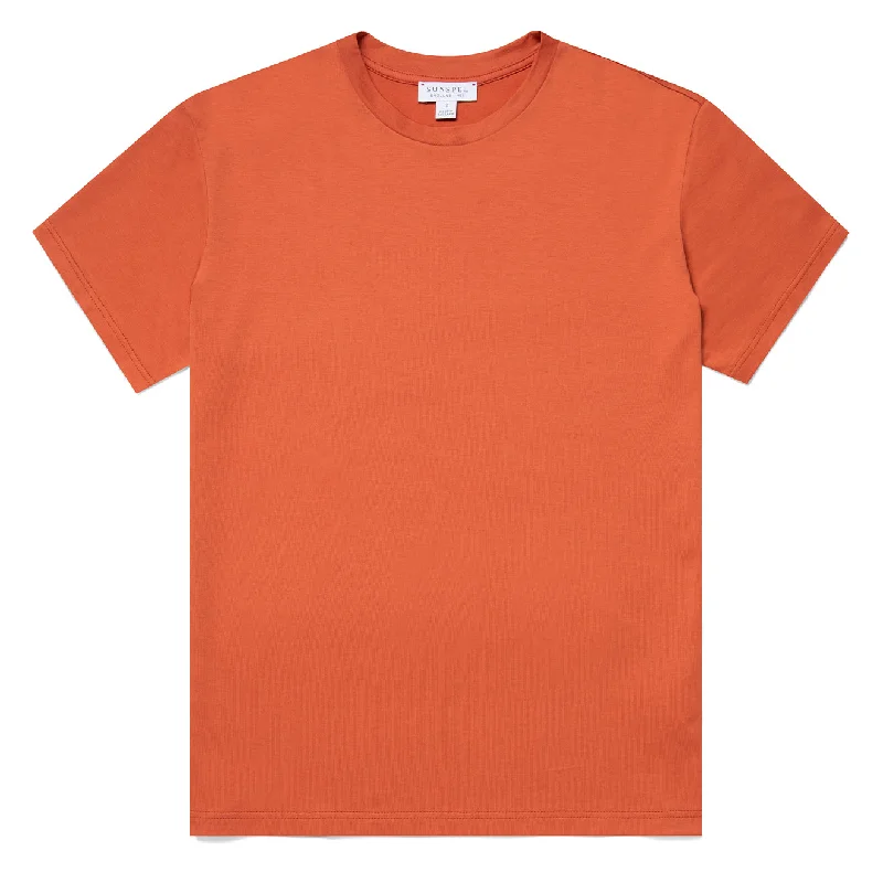 Sunspel Womens Boy-Fit Crew Neck T-Shirt Burnt Sienna