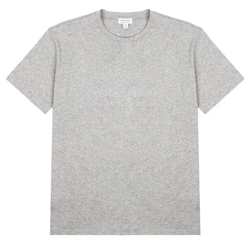 Sunspel Womens Boy Fit Crew Neck T Shirt Grey Melange