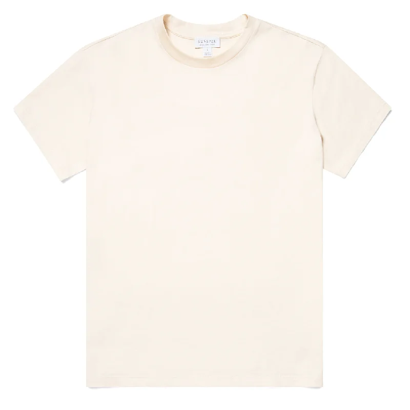 Sunspel Womens Boy-Fit Crew Neck T-Shirt Undyed