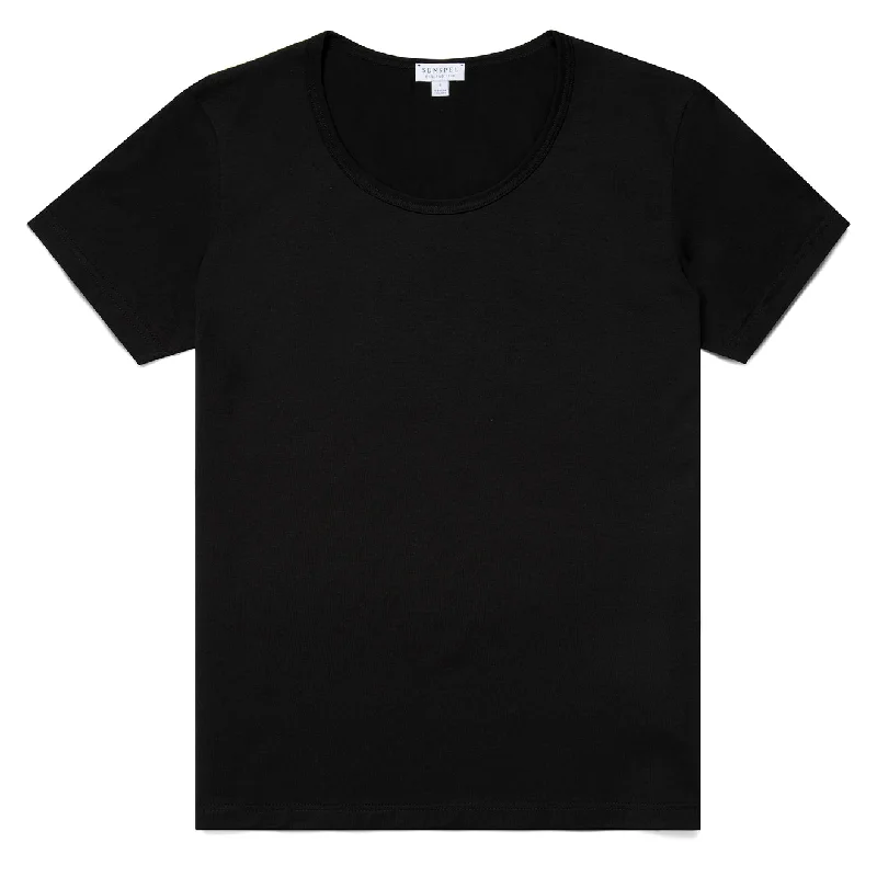 Sunspel Womens Scoop T-Shirt Black