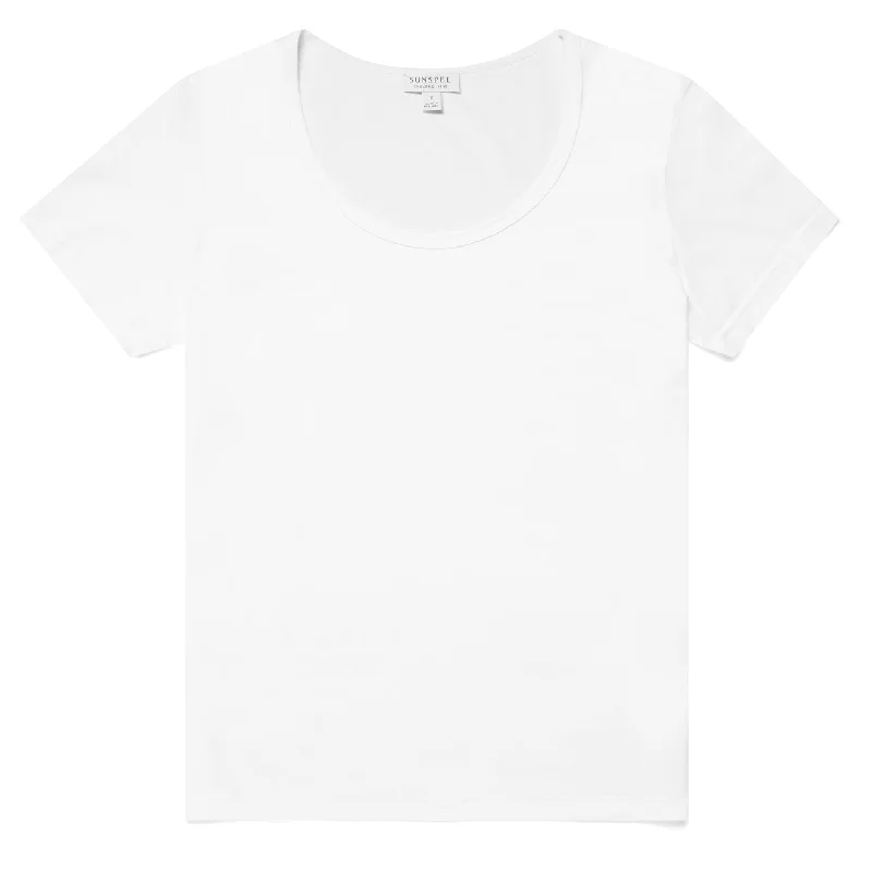 Sunspel Womens Scoop T-Shirt White