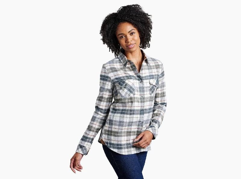 Cropped Women Long Sleeve Top to Pair with High - Waisted BottomsWomen's Tess Flannel Long Sleeve - Sage Cropped Women Long Sleeve Top to Pair with High - Waisted BottomsWomen's Tess Flannel Long Sleeve - Sage