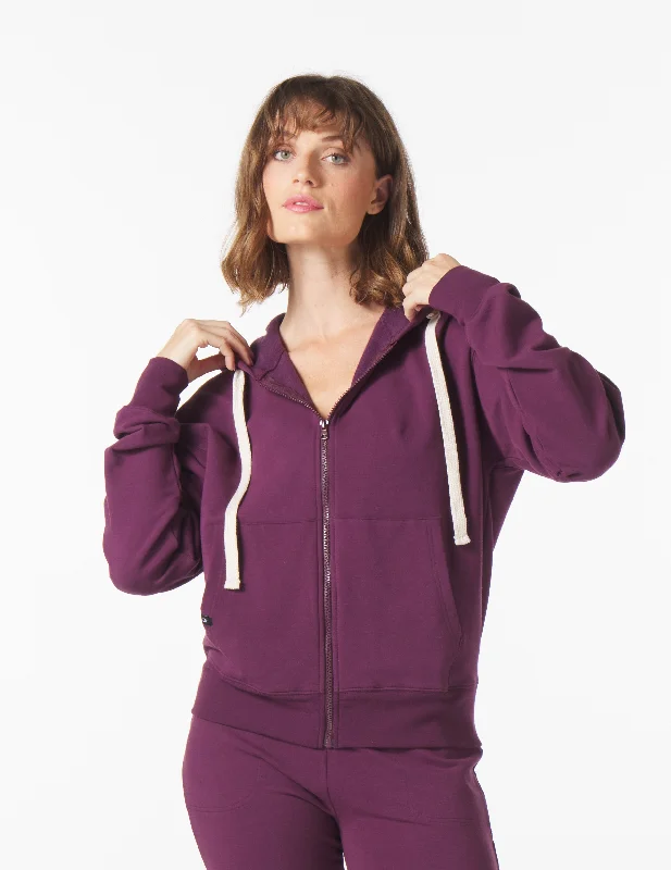Printed Graphic Women Long Sleeve Top with a Bold StatementVintage Oversized Zip Up: Mulberry