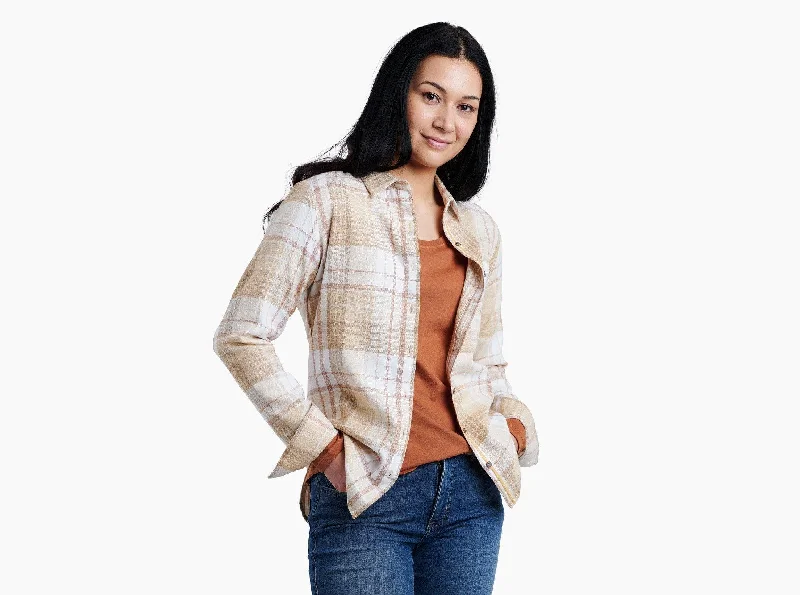 Cropped Women Long Sleeve Top to Pair with High - Waisted BottomsWomen's Kamila Flannel - Copper Cropped Women Long Sleeve Top to Pair with High - Waisted BottomsWomen's Kamila Flannel - Copper