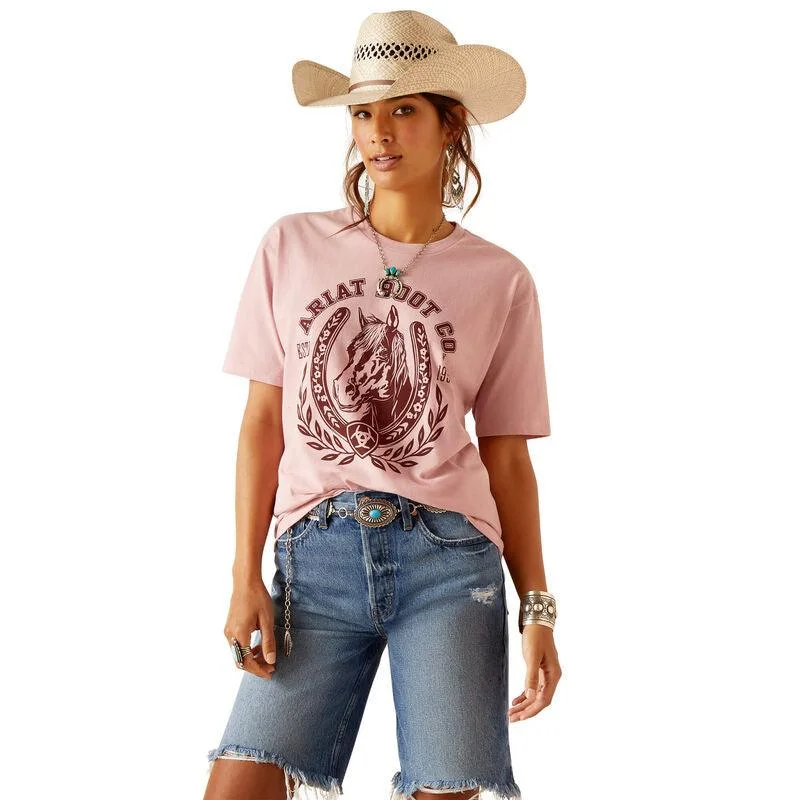 Turtleneck Women Long Sleeve Top for Cold Winter DaysWomen's Ariat Horse U S/S Tee - Dusty Pink