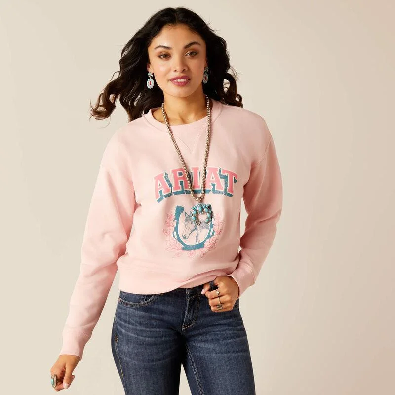 Organic Cotton Women Long Sleeve Top for Eco - Friendly ComfortWomen's College Sweatshirt - Blushing Rose