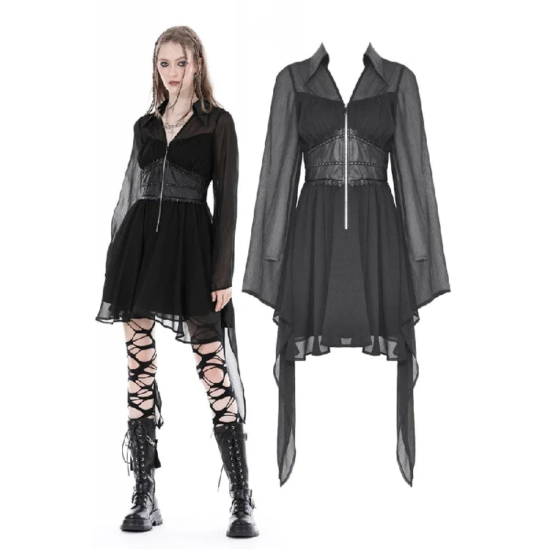 Turtleneck Women Long Sleeve Top for Cold Winter DaysWomen's Gothic Irregular Plunging Flared Sleeved Dress Turtleneck Women Long Sleeve Top for Cold Winter DaysWomen's Gothic Irregular Plunging Flared Sleeved Dress