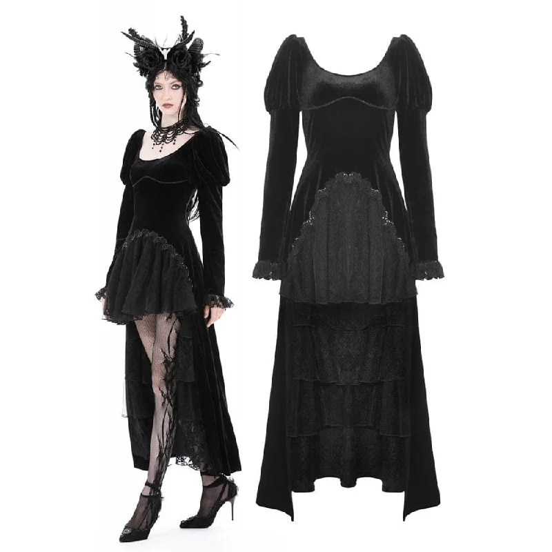Mock Neck Women Long Sleeve Top for a Modern AestheticWomen's Gothic Puff Sleeved High-low Velvet Wedding Dress