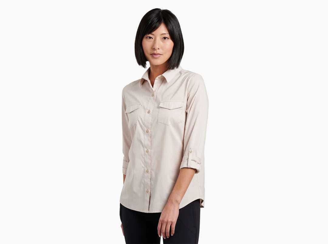 Organic Cotton Women Long Sleeve Top for Eco - Friendly ComfortWomen's Kamp Long Sleeve - Light Khaki Organic Cotton Women Long Sleeve Top for Eco - Friendly ComfortWomen's Kamp Long Sleeve - Light Khaki