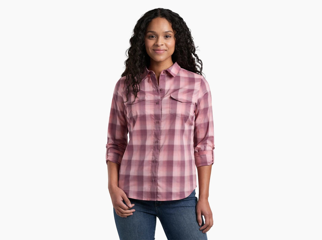 Lightweight Women Long Sleeve Top for Spring and AutumnWomen's Kamp Long Sleeve - Primrose Plaid Lightweight Women Long Sleeve Top for Spring and AutumnWomen's Kamp Long Sleeve - Primrose Plaid