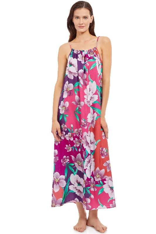 Nursing cover ups with discreet access for breastfeeding moms at the beachGOTTEX BELLA ROSE HIGH NECK LONG DRESS